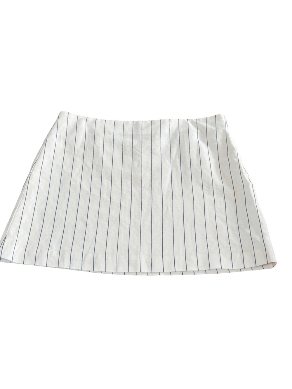 NWT GAP Linen Blend Pinstripe Mini Skirt White Navy Size 16 Coastal Preppy